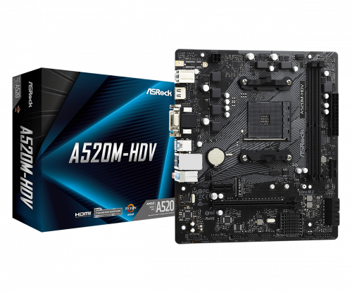 ASRock Placa Base A520M-HDV AMD AM4 Socket, 2x DDR4, HDMI, PCIe 3.0, SATA3, USB 3.2, Micro ATX ASRock Placa Base A520M-HDV AMD AM4 Socket, 2x DDR4, HDMI, PCIe 3.0, SATA3, USB 3.2, Micro ATX
