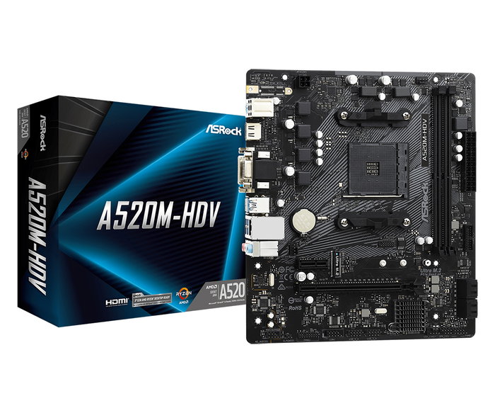Asrock A520M-HDV Micro ATX AMD AM4 DDR4 Asrock A520M-HDV Micro ATX AMD AM4 DDR4