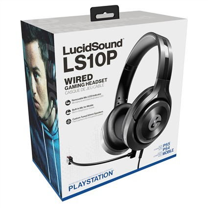 Lucid Sound LS10P Auricular Gaming con Cable para PlayStation Negro, PS5 y PS4, Micrófonos Duales, 50mm, Comodidad Gafas