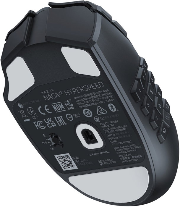 Razer Naga V2 HyperSpeed Ratón Inalámbrico Ergonómico para Gaming Negro