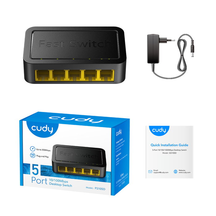 Cudy FS105D Switch de escritorio de 5 puertos Fast Ethernet 10/100 Mbps Blanco