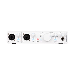 ARTURIA Minifuse 2 Interfaz de Audio USB Compacta para Grabación Voz Guitarra Sintetizador PC Mac con 2 Entradas Combo XLR Phantom 48V Salidas TRS MIDI Color Blanco