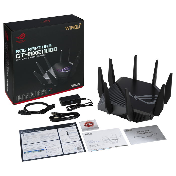 ASUS GT-AXE11000 (90IG06E0-MO1R00) Router WiFi-6E Gaming AiMesh, 11.000 Mbit/s, 6 GHz, 2.5G WAN/LAN-Port