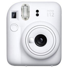 FUJIFILM Instax Mini 12 Clay White - Cámara Instantánea - Tamaño de Imagen 86 x 54 mm - Con Espejo para Selfies y Flash - Incluye Pilas y Pulsera
