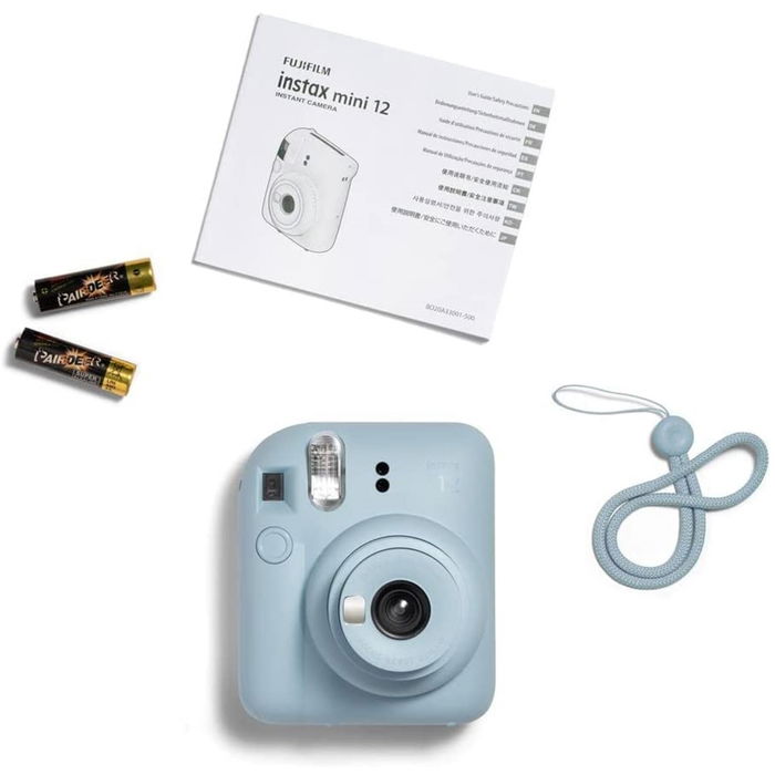 Fujifilm Instax Mini 12 Cámara Instantánea con Flash Automático, Autofocus, Espejo para Selfies y Modo Primer Plano, Azul Pastel, 16806092