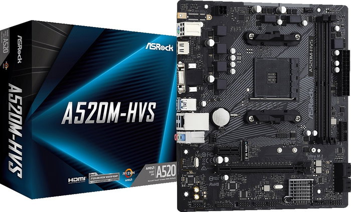 ASRock A520M-HVS Micro ATX Socket AM4 DDR4 ASRock A520M-HVS Micro ATX Socket AM4 DDR4