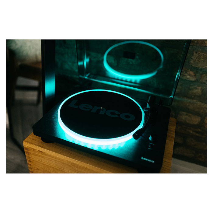 Lenco LS-50LED schwarz Tocadiscos de tracción por correa con reproducción MP3, Manual, Negro, Plástico, Madera, 33, 45, 78 RPM