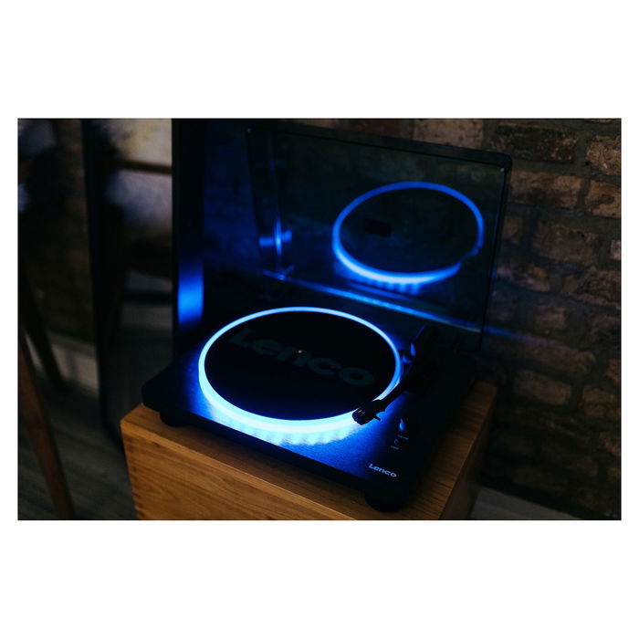 Lenco LS-50LED schwarz Tocadiscos de tracción por correa con reproducción MP3, Manual, Negro, Plástico, Madera, 33, 45, 78 RPM