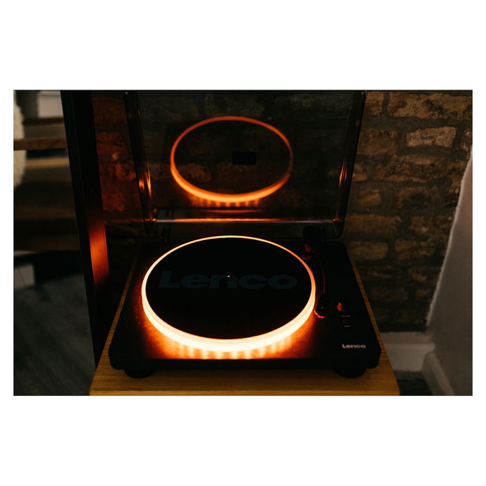 Lenco LS-50LED schwarz Tocadiscos de tracción por correa con reproducción MP3, Manual, Negro, Plástico, Madera, 33, 45, 78 RPM