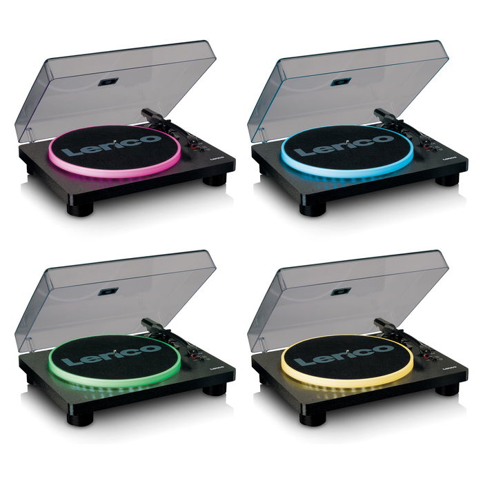 Lenco LS-50LED schwarz Tocadiscos de tracción por correa con reproducción MP3, Manual, Negro, Plástico, Madera, 33, 45, 78 RPM