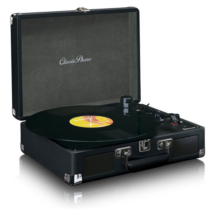 Lenco TT-115 Tocadiscos de Tracción por Correa Manual Negro con Bluetooth, Puerto USB y Salida RCA. Incluye Adaptador de 45 rpm.