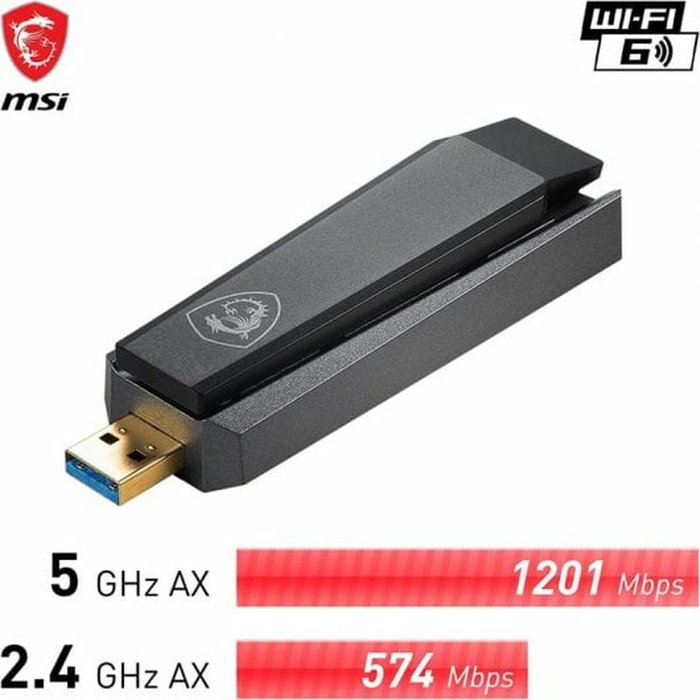 MSI AX1800 WiFi USB Adaptador GUAX18 Negro MSI AX1800 WiFi USB Adaptador GUAX18 Negro