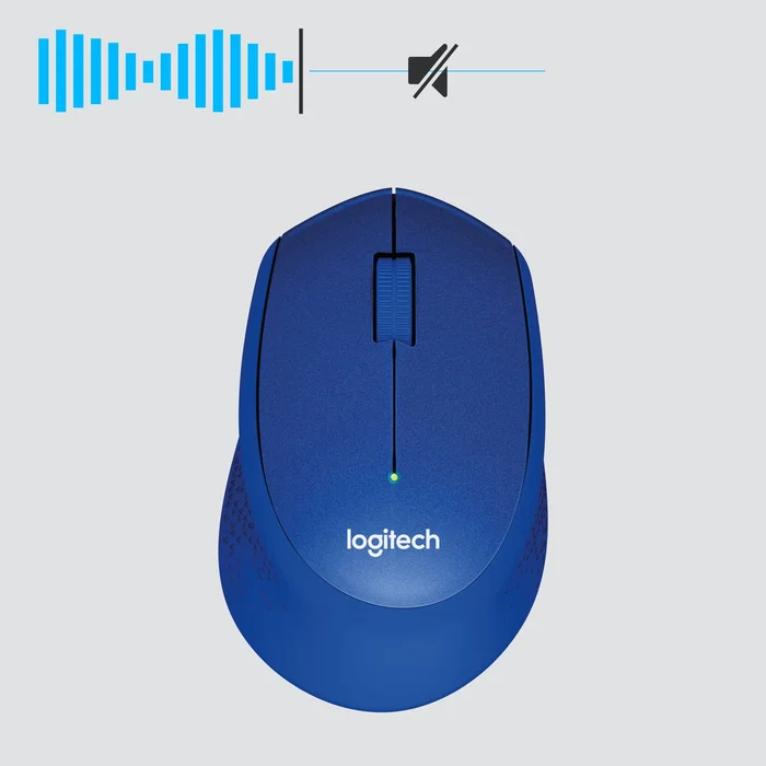 Logitech M330 Silent Plus Ratón Inalámbrico Óptico Silencioso para Oficina, 1000 DPI, Mano Derecha, Color Azul, 910-004910