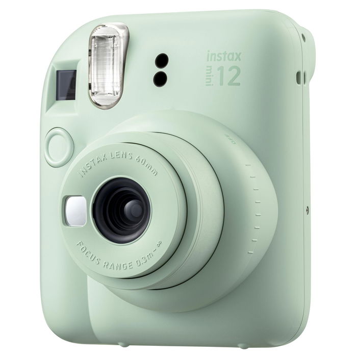 Fujifilm Instax Mini 12 - Cámara Instantánea, Tamaño de Foto 86 x 54 mm, Verde Menta, con Flash Integrado, Prioridad de Apertura AE y Pilas Incluidas