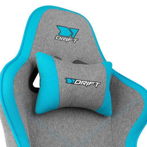 DRIFT DR90 PRO Silla Gaming Ergonómica Ajustable, Respaldo 135°, Reposabrazos 2D, Cojín Lumbar y Cervical, Pistón Gas Clase 4 (150 kg), Color Azul y Gris