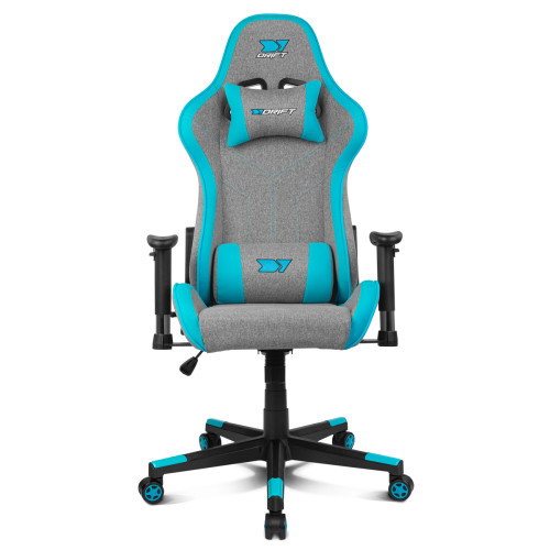 DRIFT DR90 PRO Silla Gaming Ergonómica Ajustable, Respaldo 135°, Reposabrazos 2D, Cojín Lumbar y Cervical, Pistón Gas Clase 4 (150 kg), Color Azul y Gris