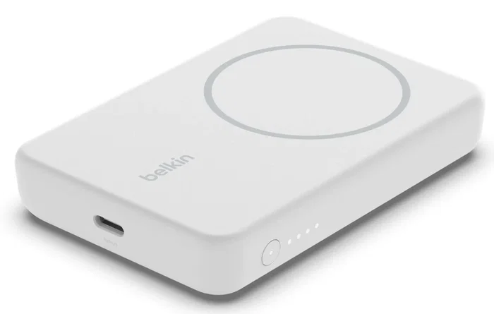 Belkin BoostCharge 5000 mAh - Power Bank Cargador Inalámbrico de Batería Portátil con Carga Rápida 10W, Cable USB-C Incluido, Blanco