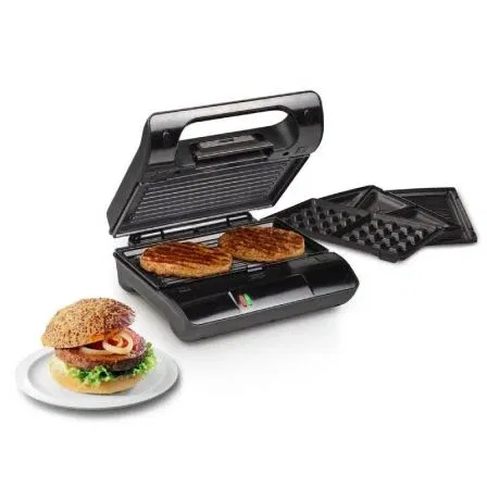 Princess 117002 Grill Eléctrico Compacto Pro 700W Placas Intercambiables Gofrera Sándwich 23x13cm