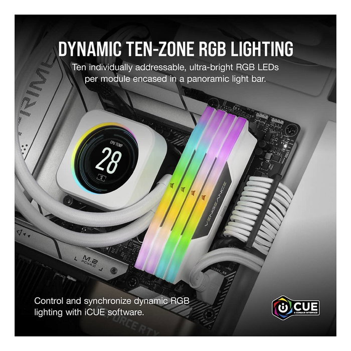 Corsair Vengeance RGB 64GB (2 x 32GB) DDR5 5200MHz CL40 Memoria RAM para PC