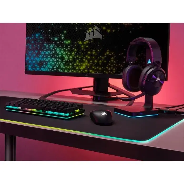 Corsair HS55 Auriculares Gaming Inalámbricos 2.4GHz & Bluetooth - Sonido Surround Virtual 7.1 - Batería 24h - Negro