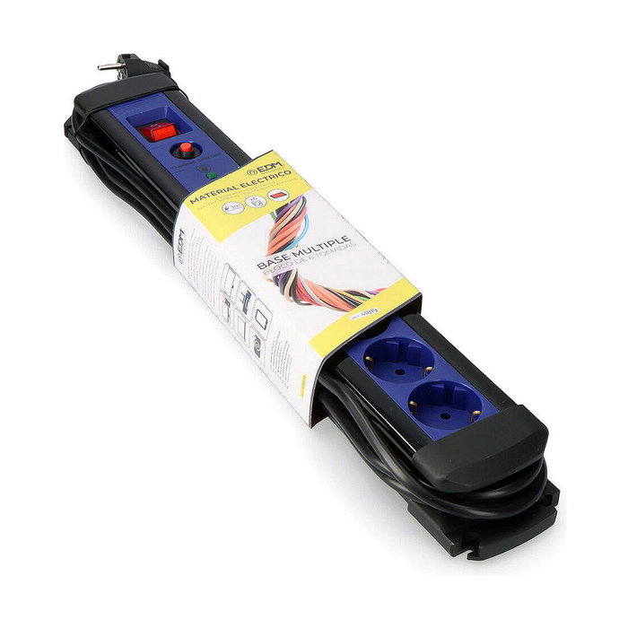 Edm Base múltiple 6 tomas Schuko con protector y cable de 3m
