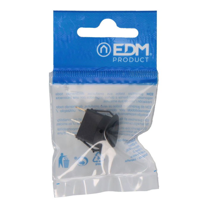 Edm Interruptor de Balancín 6,5A 250V con Piloto Luminoso Negro Ø23mm Edm Interruptor de Balancín 6,5A 250V con Piloto Luminoso Negro Ø23mm