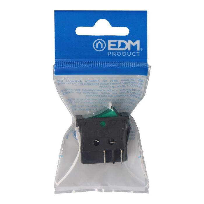 Edm Interruptor Bipolar 15A 250V Verde Empotrable 31.7x25.4mm