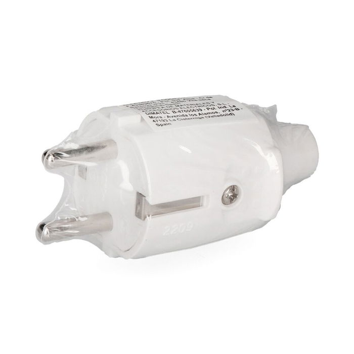 Edm Clavija de Goma 10/16A 250V T/TL IP44 4,8mm Blanca Retractilada