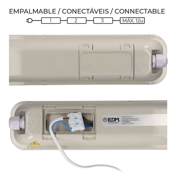 Edm Regleta Estanca LED IP65 36W 4034lm 6500K Luz Fría 118cm Edm Regleta Estanca LED IP65 36W 4034lm 6500K Luz Fría 118cm
