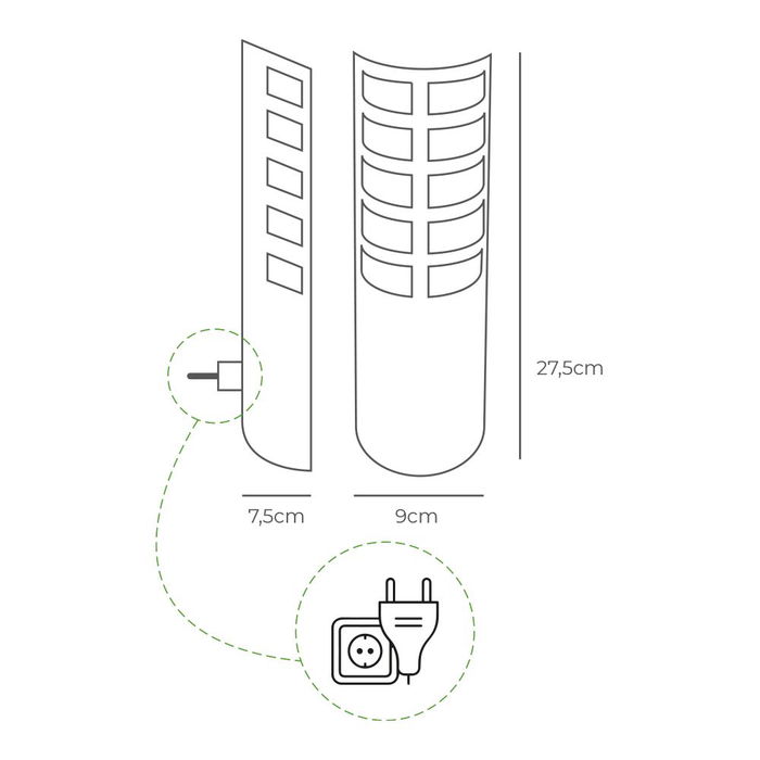 EDM Atrapainsectos eléctrico 9W con luz UV y placa adhesiva, para interior, alcance 50 m², 27.5 cm de alto
