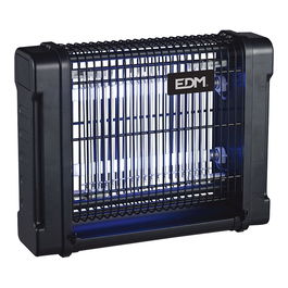 EDM Mata Insectos Profesional Eléctrico con Lámpara UV, 12W, 30 m² de Cobertura, 340°, Color Negro, para Interior, Incluye Cadena y Cepillo