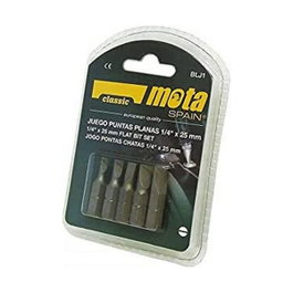 Mota Herramientas Juego de 5 Puntas Planas de Acero 1/4 pulg x 50 mm