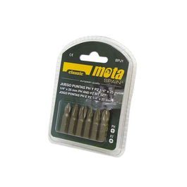 Mota Herramientas BPJ1 Juego de 6 Puntas para Atornillador Phillips PH1/PH2/PH3 y Pozidriv PZ1/PZ2/PZ3 - 25 mm