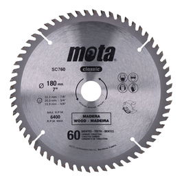 Mota Herramientas Sierra Circular SC760 Ø180 mm 60 Dientes Carburo Tungsteno para Madera