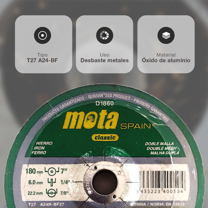 Mota Herramientas Disco de desbaste ox. ø180 x 6,0 x 22,23 mm