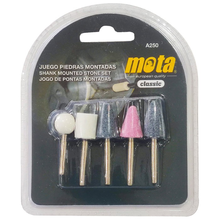 Mota Herramientas Set de 5 Piedras Montadas con Vástago de 3 mm