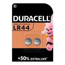 Duracell Pila Botón Alcalina LR44 V13GA 1,5V Ø11,6x5,4mm Blister 2 uds