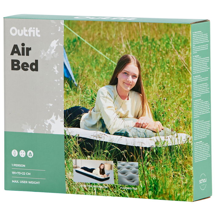 Outfit Cama de Aire Individual 191x73x22 cm Colchón Inflable para Exterior e Interior