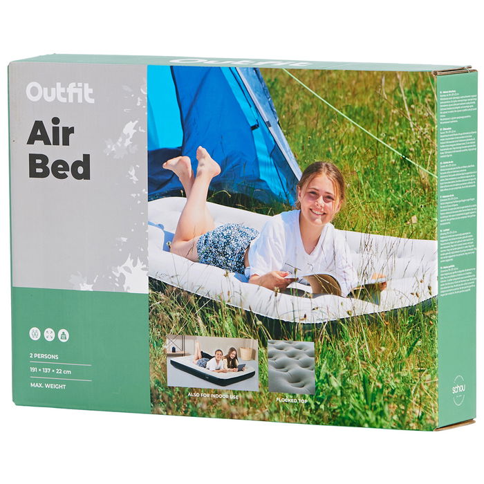 Outfit Cama de Aire Doble 191x137x22 cm Inflable para Exterior e Interior, Colchón Cómodo