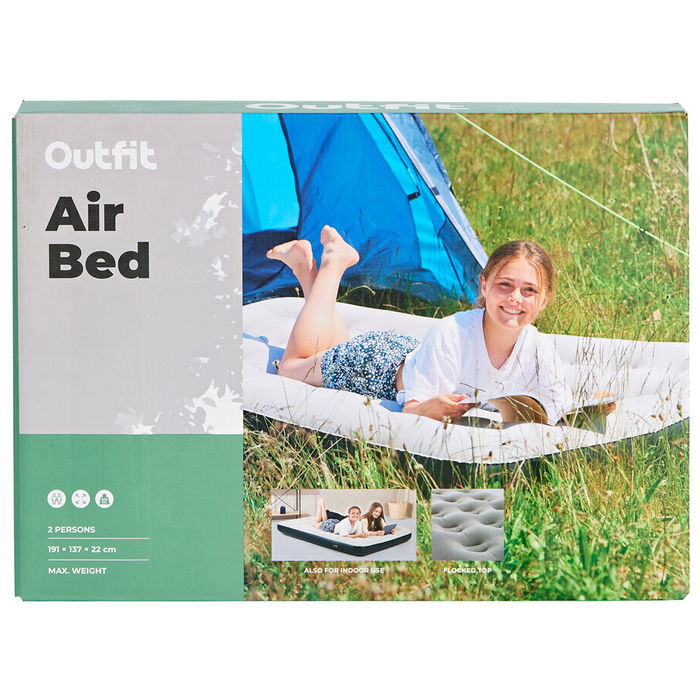 Outfit Cama de Aire Doble 191x137x22 cm Inflable para Exterior e Interior, Colchón Cómodo