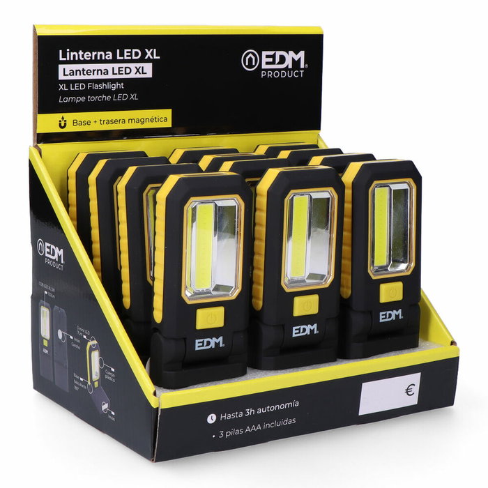 Edm Linterna LED XL Flex Work 150 lm + 3 mini LED 7 lm con gancho e imán