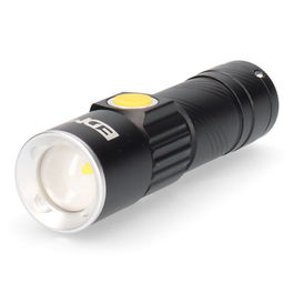 Edm Linterna mini recargable con zoom 3w 120lm 9000k luz fría, aluminio, IP44, carga USB