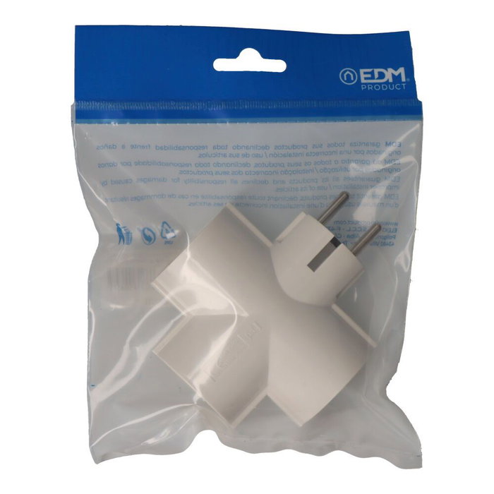 Edm Clavija Triple de Baquelita T/TL 16A 250V Blanca 3 Tomas