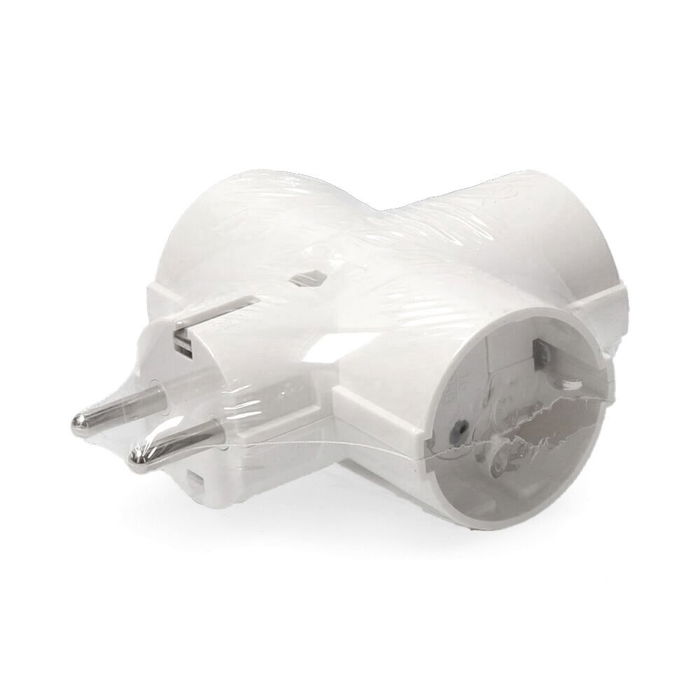 Edm Adaptador Triple 2P+T Tipo F, Baquelita, 16A 250V, Blanco, Retractilado Edm Adaptador Triple 2P+T Tipo F, Baquelita, 16A 250V, Blanco, Retractilado