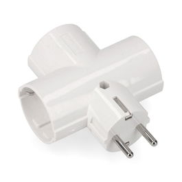 Edm Adaptador Triple 2P+T Tipo F, Baquelita, 16A 250V, Blanco, Retractilado