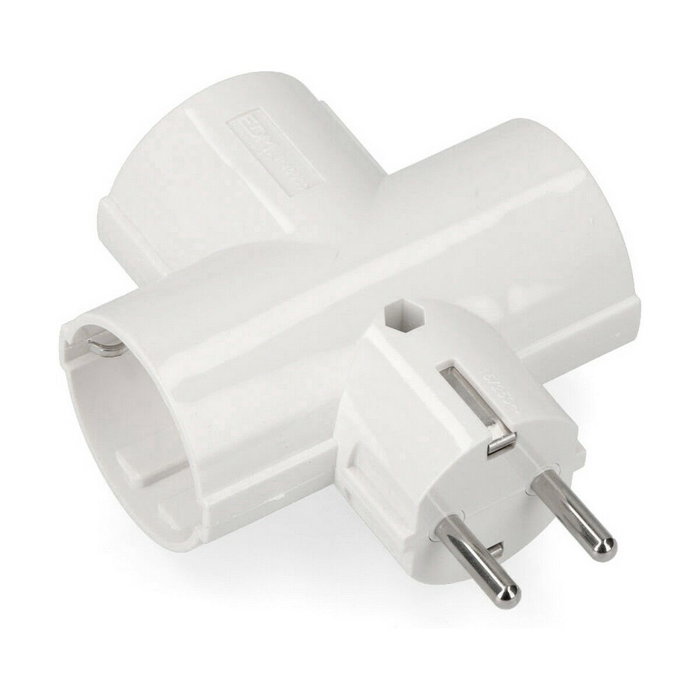 Edm Adaptador triple 2p+t tipo f blanco
