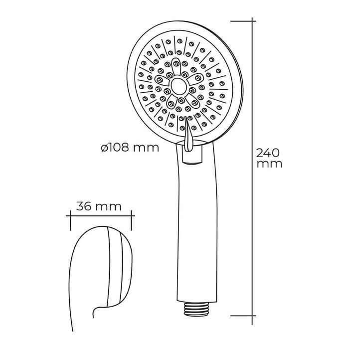 Edm Mango de Ducha Anticalcáreo Moderno 3 Funciones Color Cromo Ø10,8 x 3,6 x 24 cm