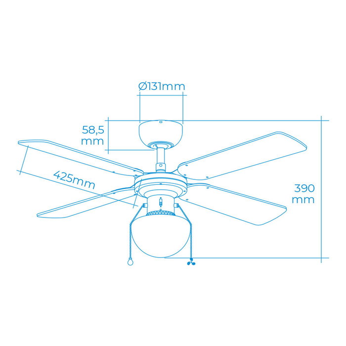 Edm Ventilador de techo Caribe Blanco con Aspas de 102 cm
