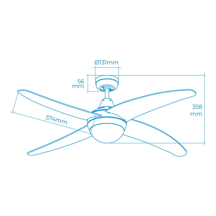 Edm Ventilador de Techo Caspio Plateado/Niquel Ø132cm