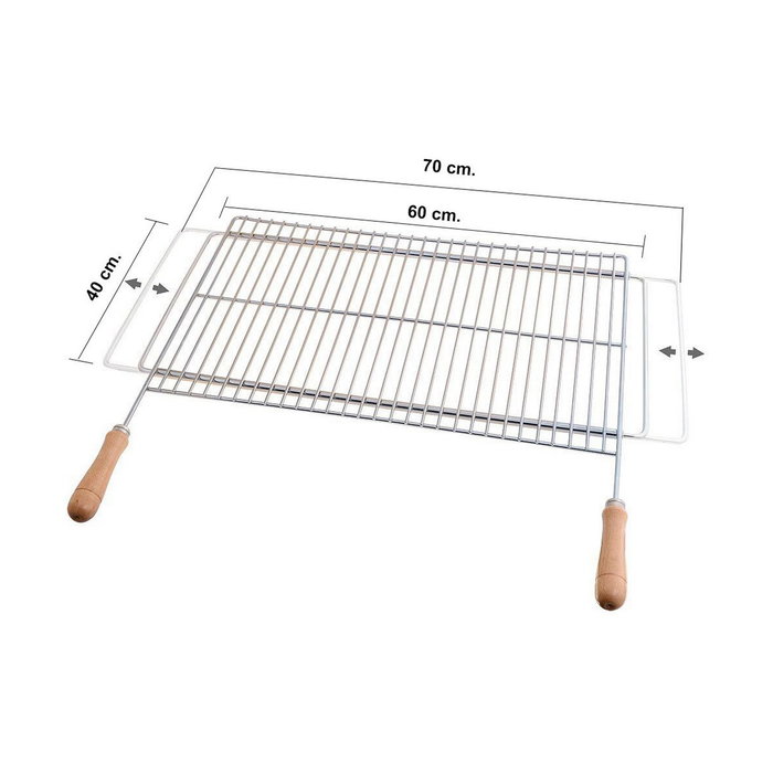 Sauvic Parrilla extensible de acero zincado con mangos de madera 60-70 x 40 cm Sauvic Parrilla extensible de acero zincado con mangos de madera 60-70 x 40 cm
